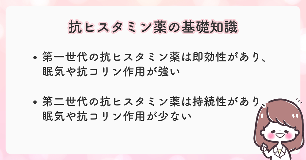 第一世代、第二世代の抗ヒスタミン薬（抗アレルギー薬）の基礎知識