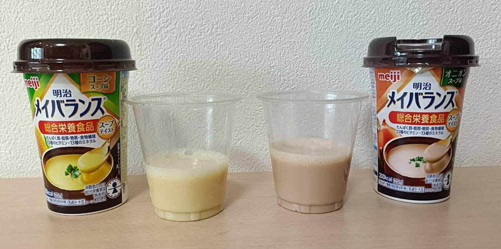 明治メイバランスMiniカップ・コーンスープ味の中身、明治メイバランスMiniカップ・オニオンスープ味の中身