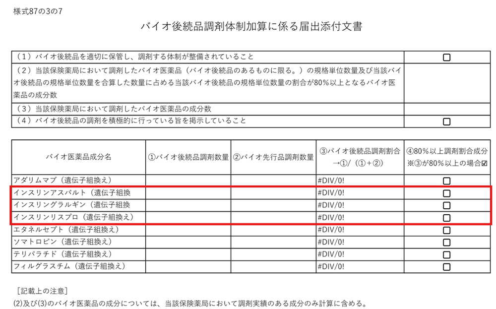 バイオ後続品調剤体制加算に係る届出添付文書／特掲診療料の施設基準等及びその届出に関する手続きの取扱いについて・保医発0305第８号　令和８年３月５日／厚生労働省
