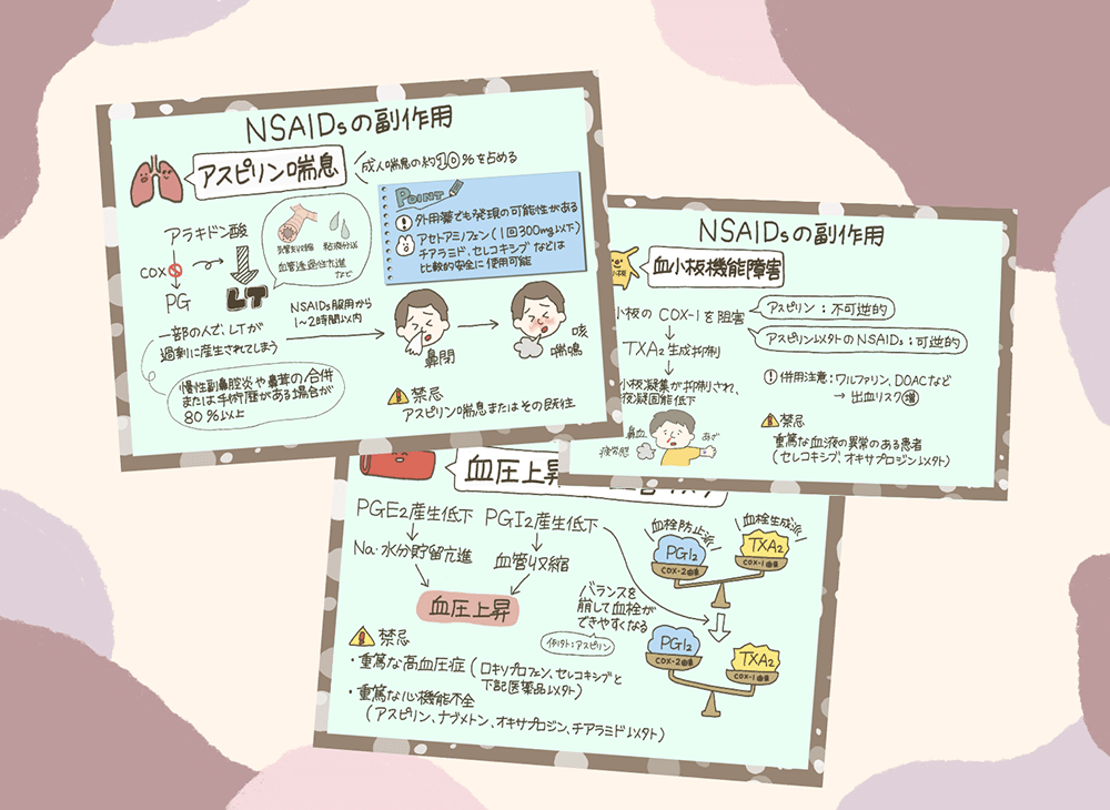 ロキソニンなどNSAIDsで喘息や血栓が起きる理由。COX阻害の先を解説！の画像