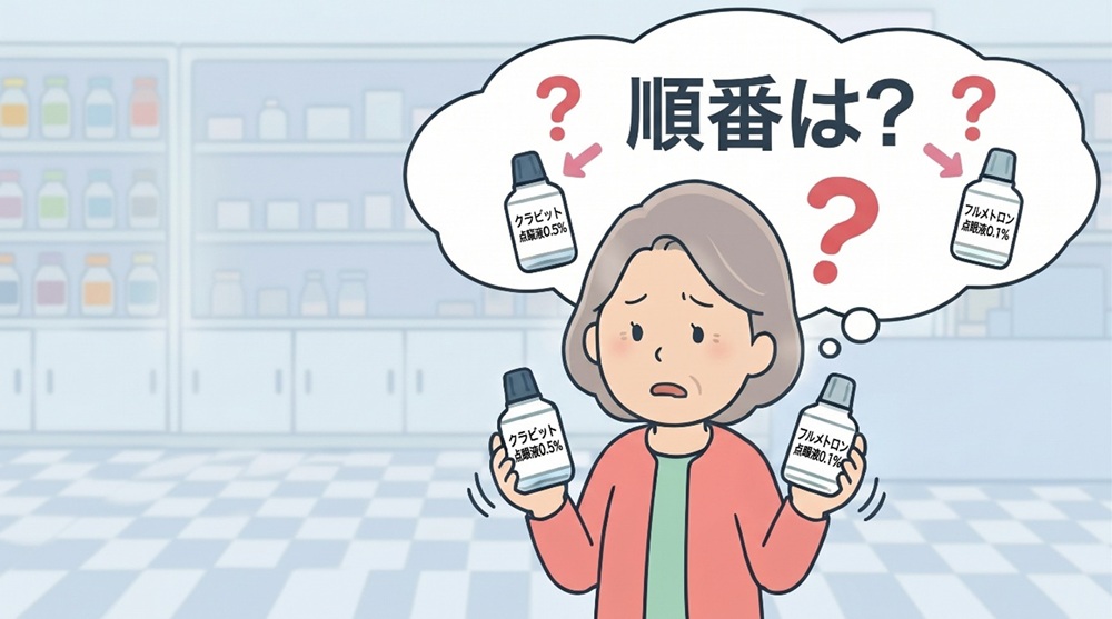 ＜患者さんの質問＞「水性点眼、懸濁性点眼はどちらが先ですか？なぜ、この順番ですか？」の画像